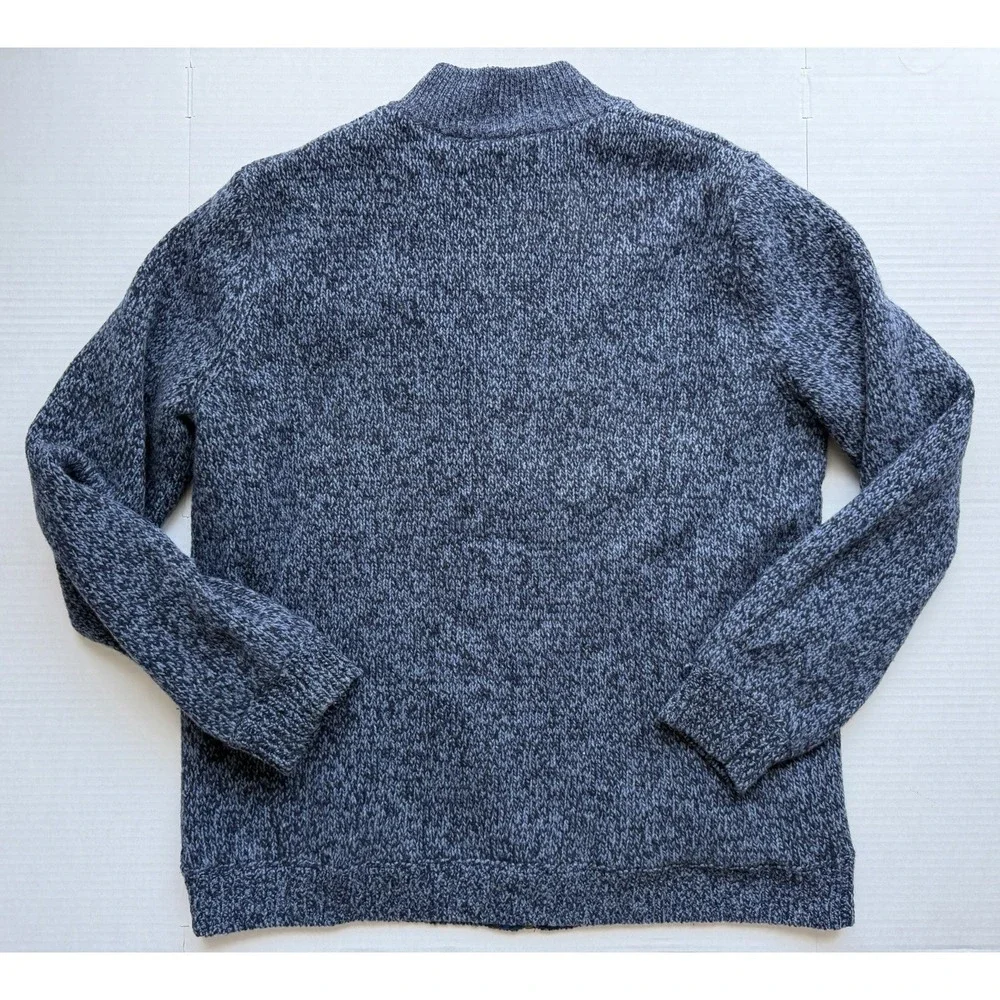 LL Bean Lambs Wool Flannel Lined Sweater Mens Size XXL Tall Full Zip Blue